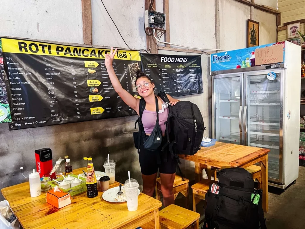 Roti Pancake Stand in Thailand, ein Must-Try für Backpacker und Foodies.