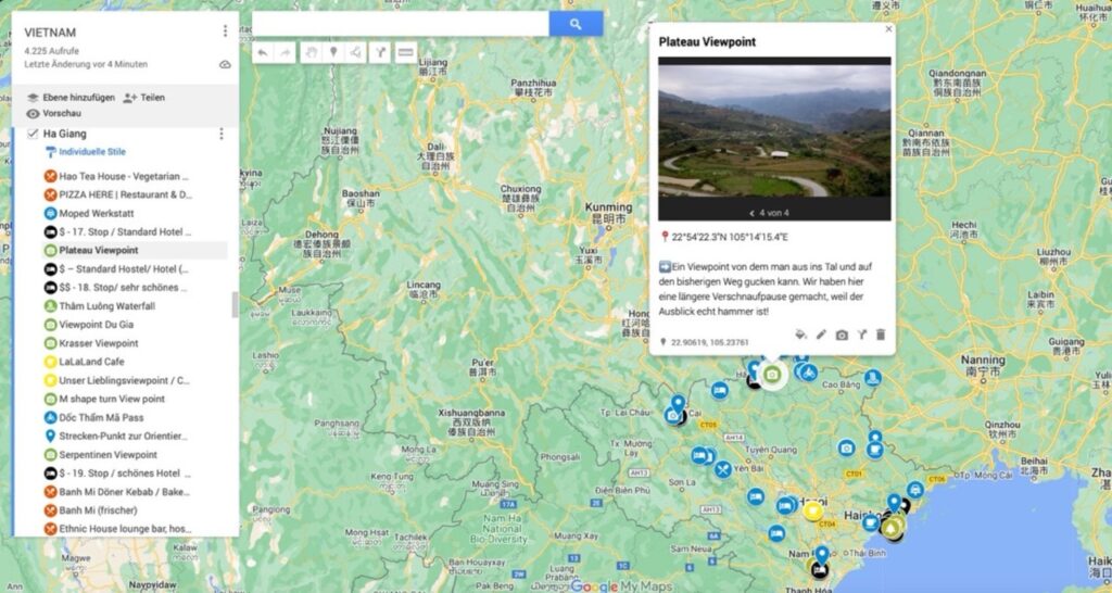 Interaktive Reisekarte von Vietnam zeigt Fotos und Routen von den schönsten Orten in Vietnam.